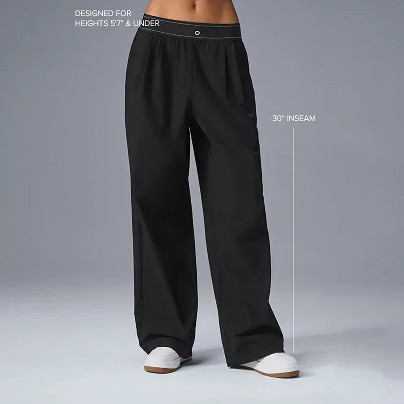 yoga high waist women's straight leg wide leg pants sports fitness pilates training casual pants
