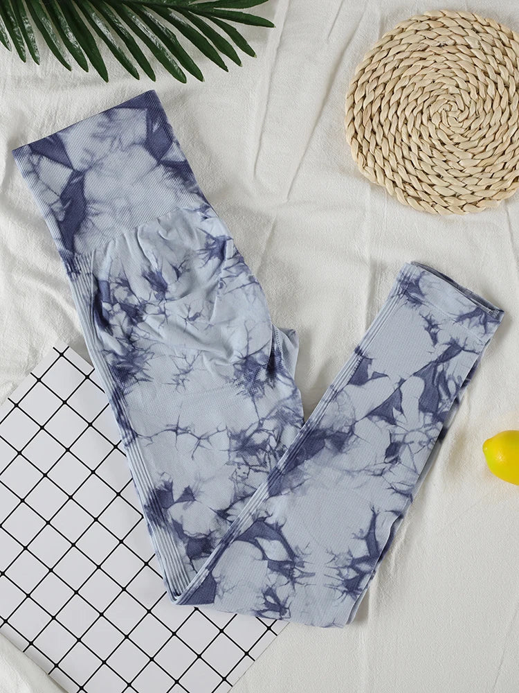 Tie Dye Seamless Gym Leggings Women Push Up Women Mallas Sports Fitness Contour Yoga Running Pants Elastic  Leggins