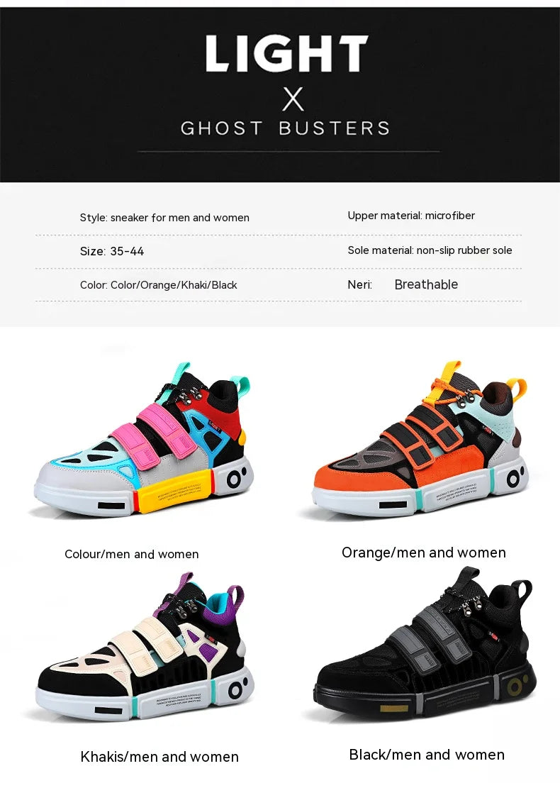 Wudao student couple sports board shoes Women's new non-slip thick soled sports shoes men ventilated Velcro casual shoes