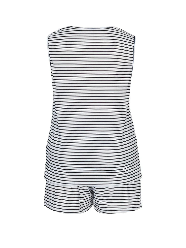 Women's 2025 Summer New Sleeveless Round Neck Vest Casual Short Jumpsuit With Pockets Jumpsuit Two Piece Set