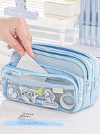 Exquisite Transparent Pencil Case Student Large Capacity Multifunctional Convenient Stationery Storage Bag