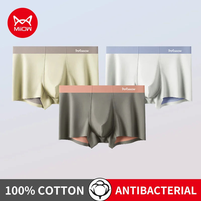 MiiOW Dry Breathable Summer Men's Panties Set Seamless Sexy Men Underwear Boxers Cotton Crotch Man Underpants Male Boxer Briefs