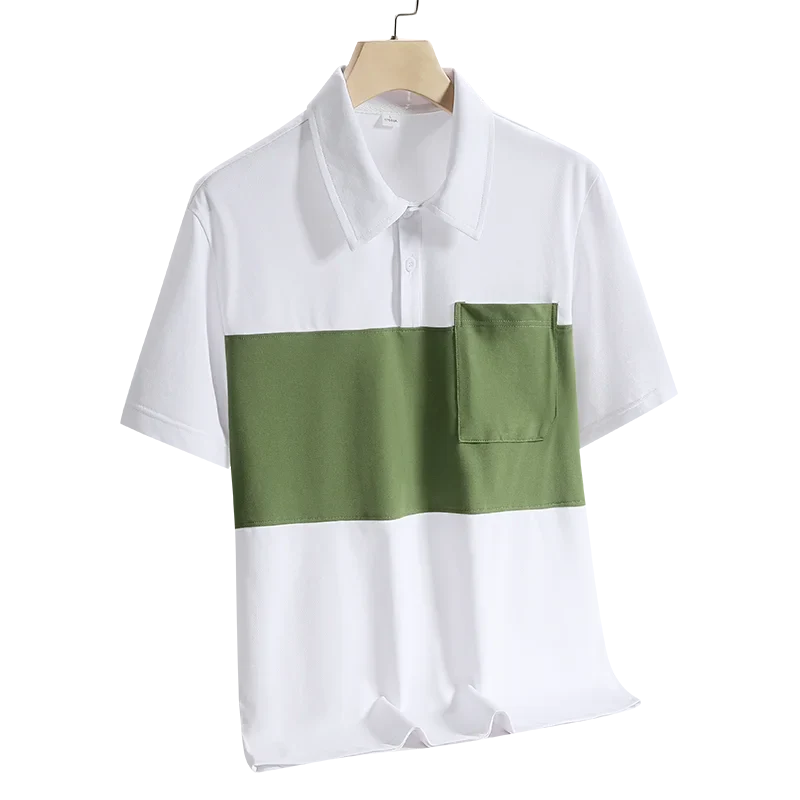 New Summer Polo Shirt Men's Contrast Color T-shirt Ice Silk Quick-drying Thin Lapel Half-sleeved Casual Wear Men Clothing Golf