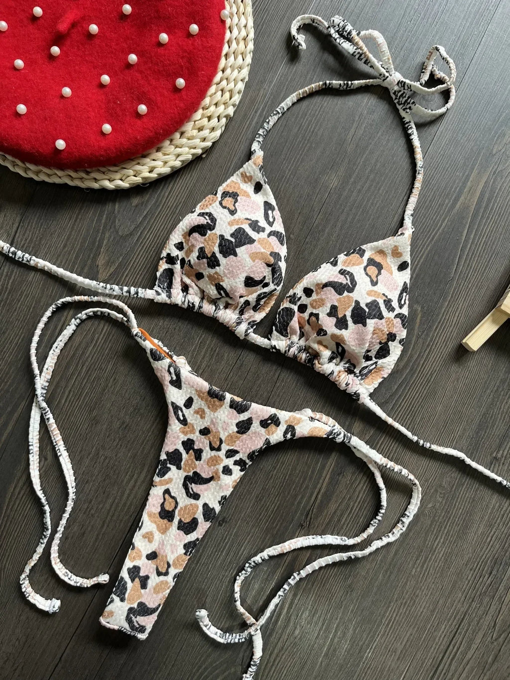 Swimwear Women Leopard Printed Sexy Bikini Set Striped Beachwear Summer Swimsuit Two-pieces Thong Bathing Suit Biquinis