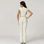 Two Piece Short Sleeve Sport Yoga Set Outfit Fitness Gym Set Workout Clothes for Women Flare Leggings Sportwear Women Tracksuit