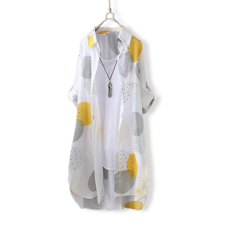 Thin Model Korean Popular Clothes Sun Protection Great Tops Chiffon Shirts Summer Elegant Women's Tops Blouses Clothing