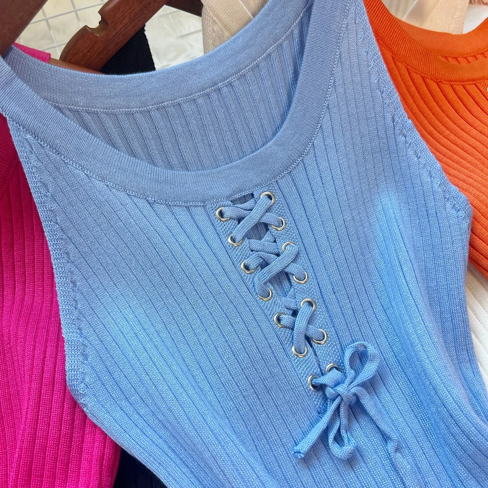 YuooMuoo Chic Fashion Sexy Package Hips Knitted Mini Dress 2O25 New Slim Elastic Rib Knitted Summer Dress Lady Streetwear Outfit