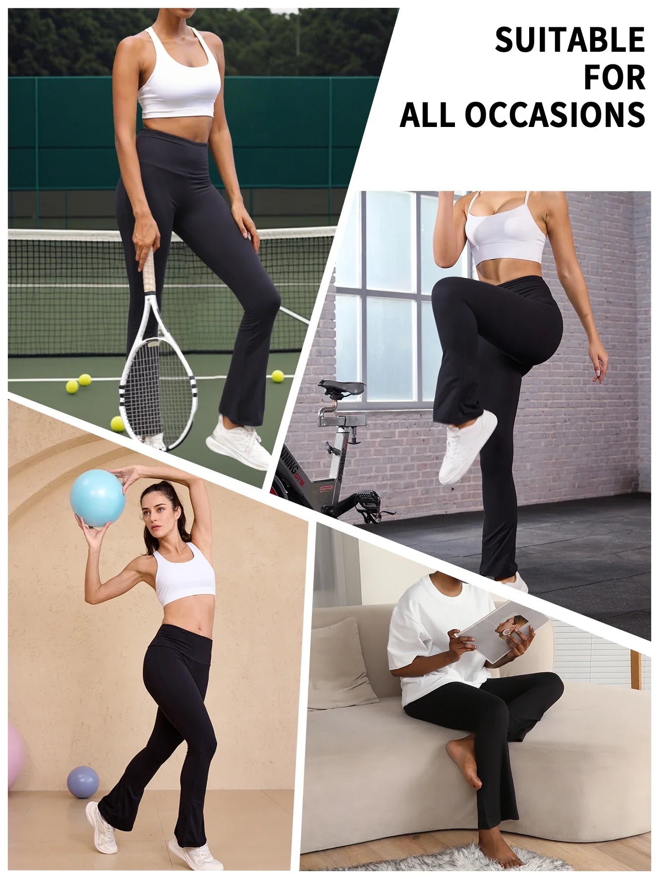 Women's Super Soft Flare Pants High Waisted Tummy Control Workout Yoga Push Up Gym Fitness  Long Leggings Bell Bottoms