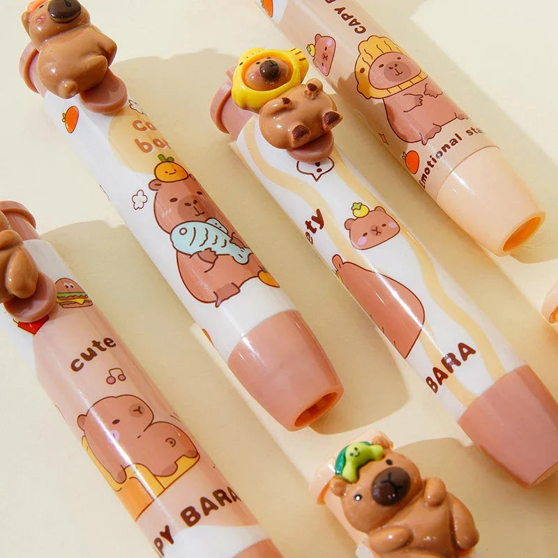 Cute Retractable Capybara Eraser Soft Clean Mechanical Eraser Student Stationery Pressing Pencil Eraser Office Supplies Gifts