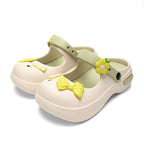 Women Mary Jane Sandals Platform Cute Bow Knot Girl Clogs Arch Support Garden Shoes Slip-on Outdoor Beach Shoes Height Increase