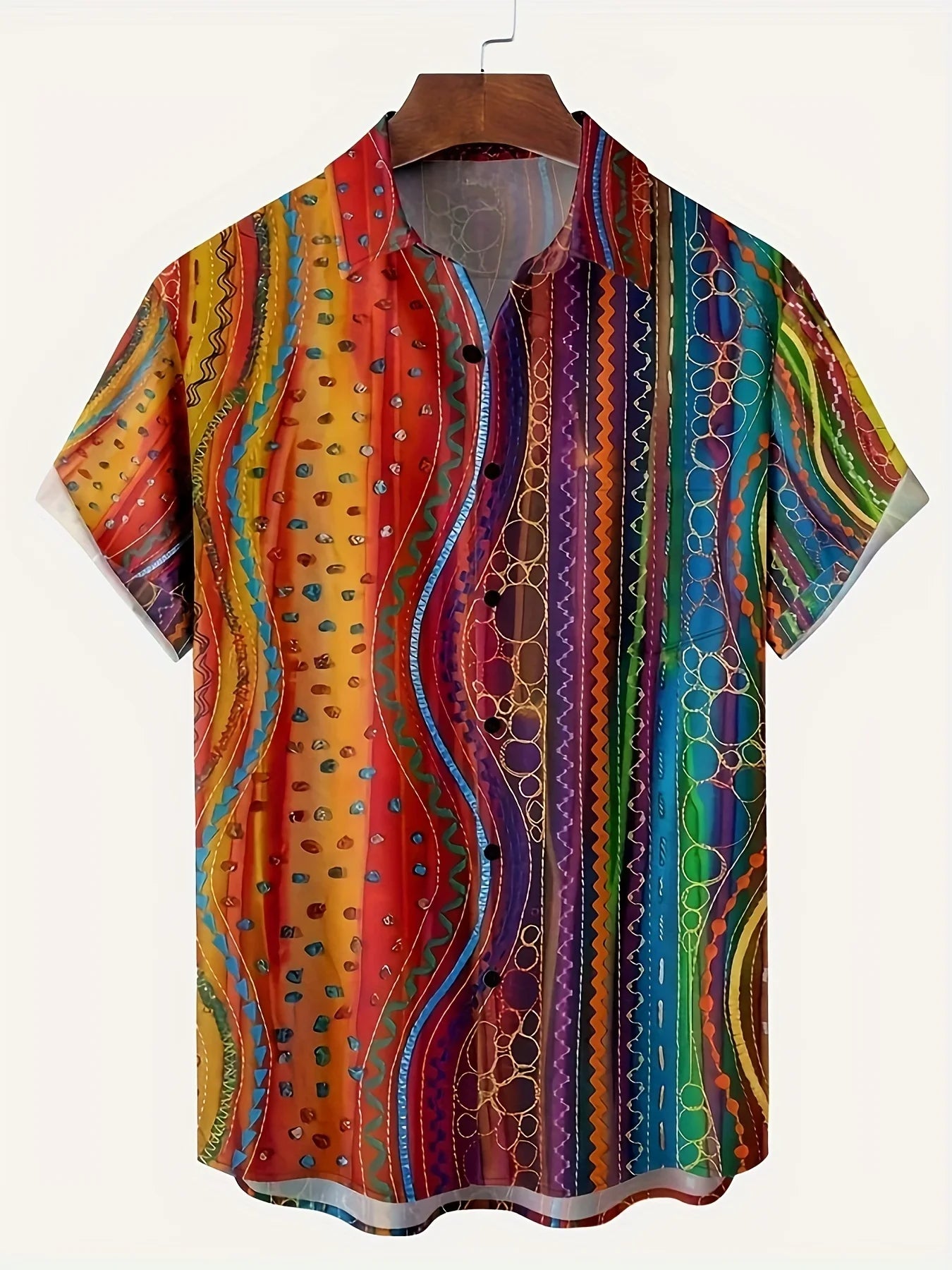 New Gradient Shirt Men's Loose Short Sleeve Shirts Casual Print Lapel Button-down Shirts Summer Casual Beach Shirt Free Shipping