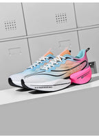 Carbon Plate Men Sports Marathon Air Cushion Running Shoes Breathable Lightweight Women Massage Athletic Nonskid Sneakers