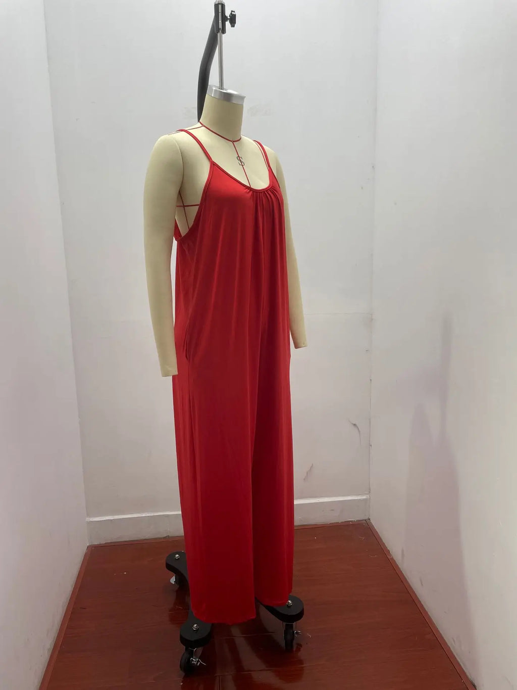 European and American Suspender  Women's 2023 Summer New Foreign Trade Tolid Color Pocket Casual Jumpsuit