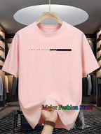 Summer New Women's Cotton T-shirts Letter Printed Short Sleeved Round Neck Tshirt High Street Casual Tees Oversized Unisex Tops