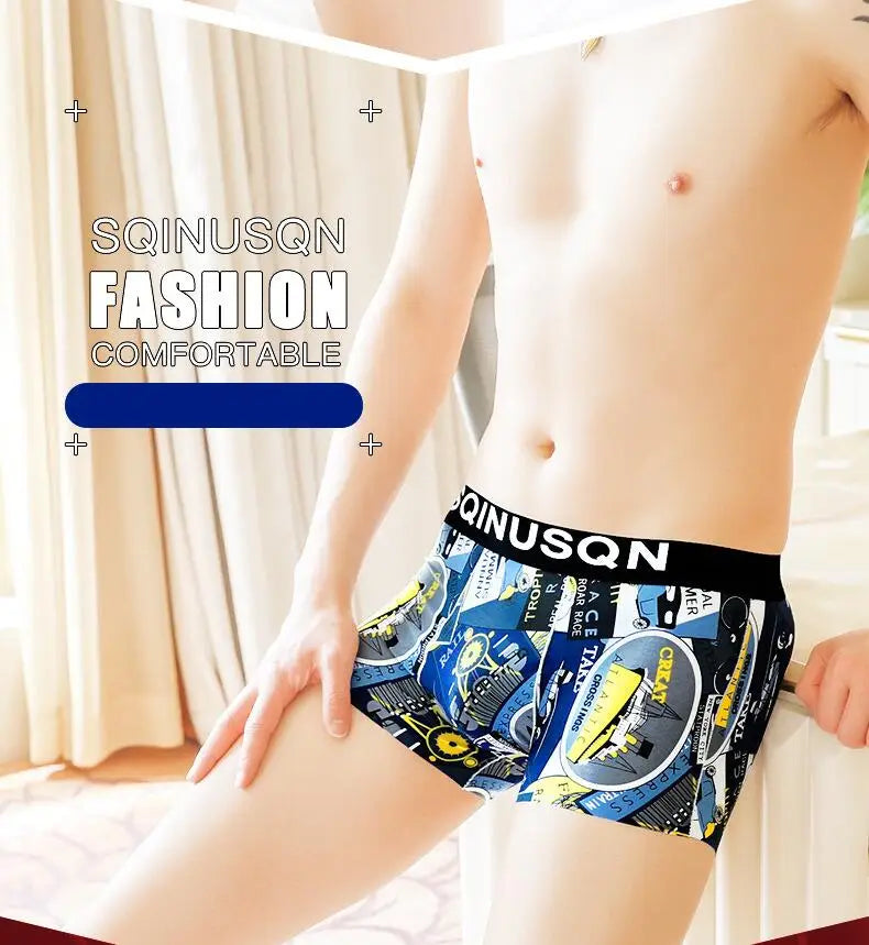 Lightweight Ice Silk Mens Underwear Elastic waistband Boyshorts Cotton 3D-Pouth Youth Boxer shorts Loose Male Boxer Underpants