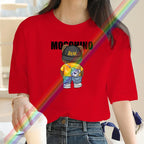 Ladies Fashion Cotton T-shirt Women Short Sleeve Top Printed Pattern T-shirt 2025 Summer New Loose Round Neck Women Clothing