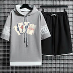 Hoodies Set Shorts Summer Suits Pullover Hat Casual T Shirt T-shirt Hood Print Clothing for Men Hoodie Men New Top Short Sleeve