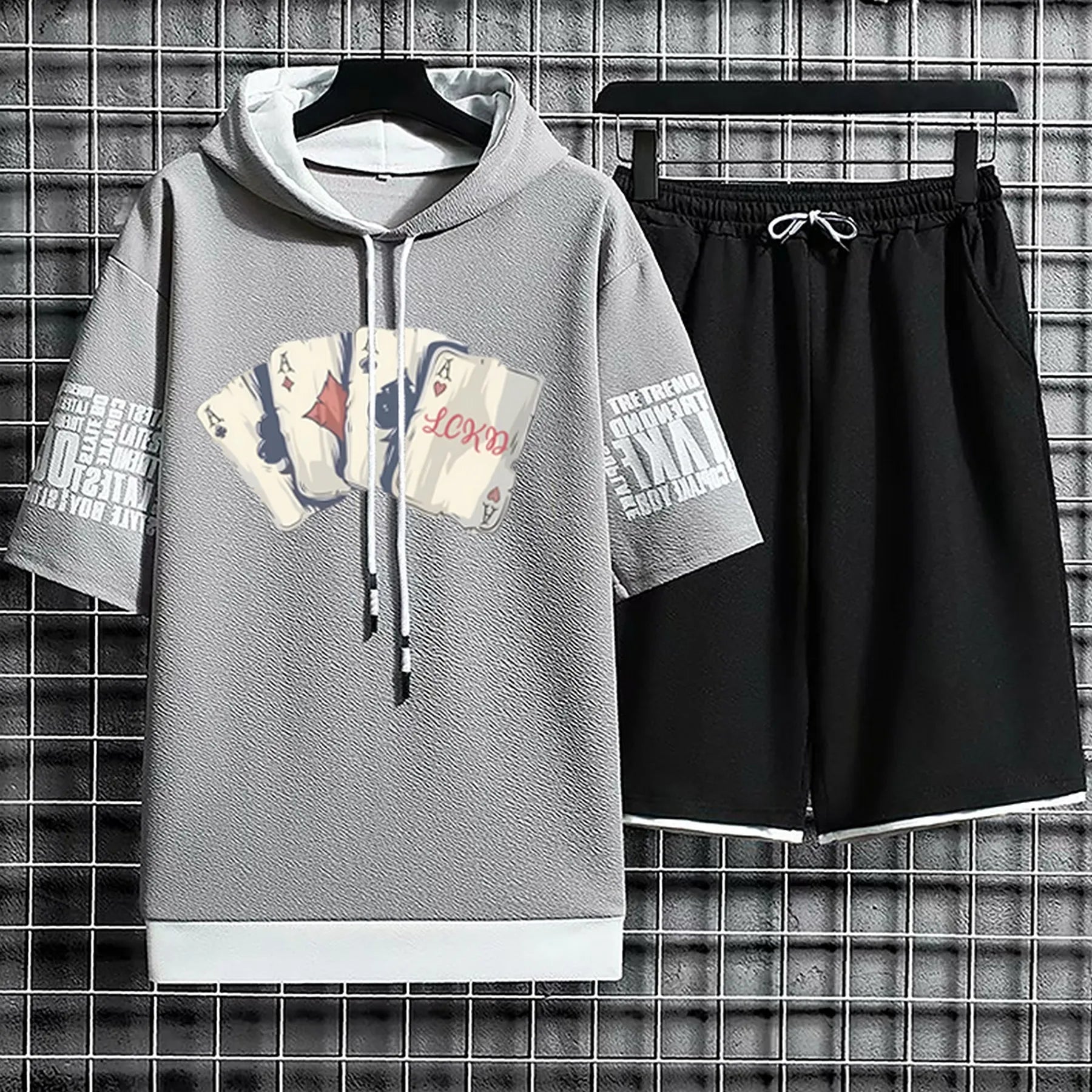 Hoodies Set Shorts Summer Suits Pullover Hat Casual T Shirt T-shirt Hood Print Clothing for Men Hoodie Men New Top Short Sleeve