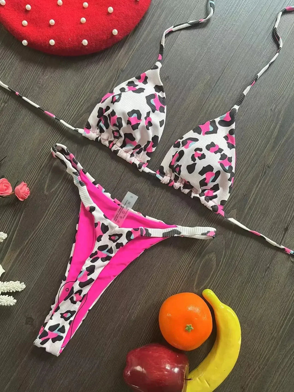 Swimwear Women Leopard Printed Sexy Bikini Set Striped Beachwear Summer Swimsuit Two-pieces Thong Bathing Suit Biquinis