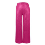 Women's Fashion Solid Color High Waist Sequin Side Zipper Draped Wide Leg Pants Pants for Women Women's Pants Women's Pants 2024