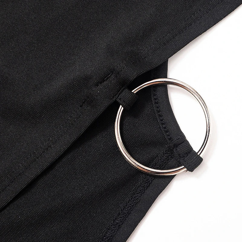 Y2K summer new solid color backless hollow hanging neck sexy spicy girl tight fitting dress