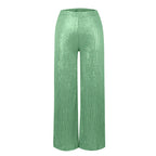 Women's Fashion Solid Color High Waist Sequin Side Zipper Draped Wide Leg Pants Pants for Women Women's Pants Women's Pants 2024