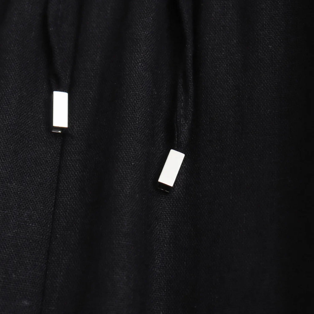 TRAF Women Fashion Spring Summer Lace-up Linen Blended Straight Pants Pocket Office Lady Chic High Waist Trousers Mujer