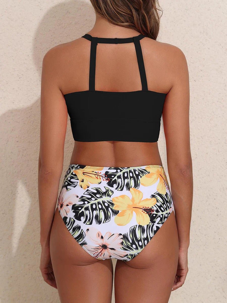 High Waist Swimsuit Sexy Halter Bikini 2025 Women Printed Swimwear Female Bathers Swimming Bathing Swim Suit Summer Beachwear