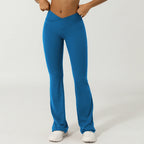 Women Cross Waist Fitness Breathable Yoga Training Gym Outdoor Dance Sport Flare Pants