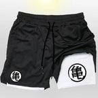 Goku Anime Running Shorts Men Fitness Gym Training 2 in 1 Sports Shorts Quick Dry Workout Jogging Double Deck Shorts