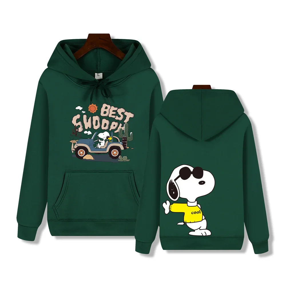 Men's casual fashion brand high-end quality Snoopy print Autumn Winter thick warm street fashion hoodie