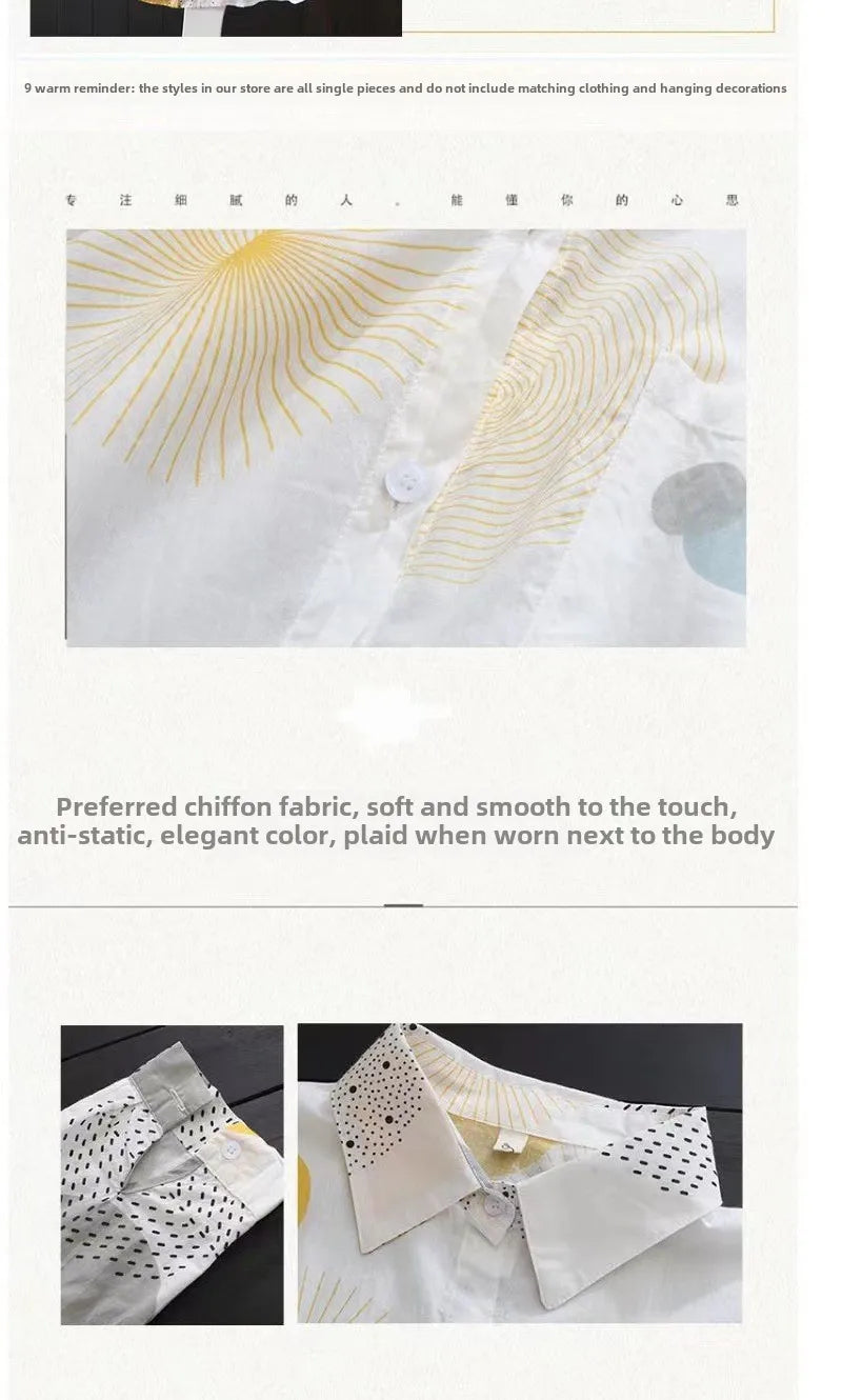 Thin Model Korean Popular Clothes Sun Protection Great Tops Chiffon Shirts Summer Elegant Women's Tops Blouses Clothing