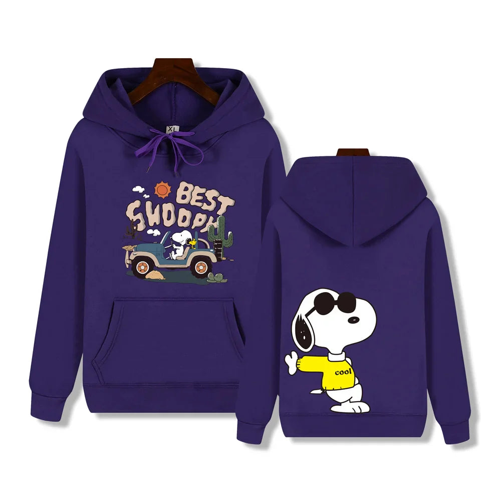 Men's casual fashion brand high-end quality Snoopy print Autumn Winter thick warm street fashion hoodie
