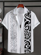 Hawaiian Ethnic pattern design 3d Printed  Mens Shirt Summer Casual Printed Short Sleeve Beach Hawaiian Tops Men's Clothing