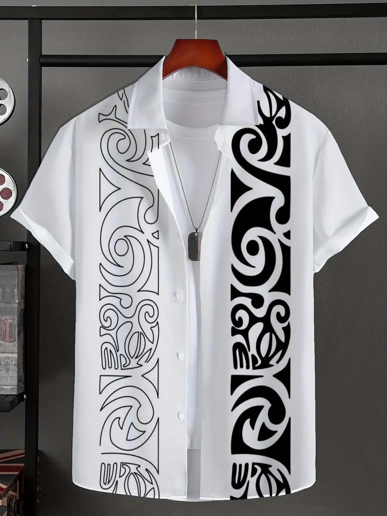 Hawaiian Ethnic pattern design 3d Printed  Mens Shirt Summer Casual Printed Short Sleeve Beach Hawaiian Tops Men's Clothing