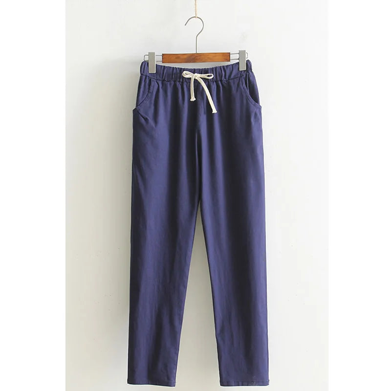 Women Pants Spring Summer Casual Harem Pants Cotton Elastic waist Harem Ankle-Length Trousers high quality for Female ladys