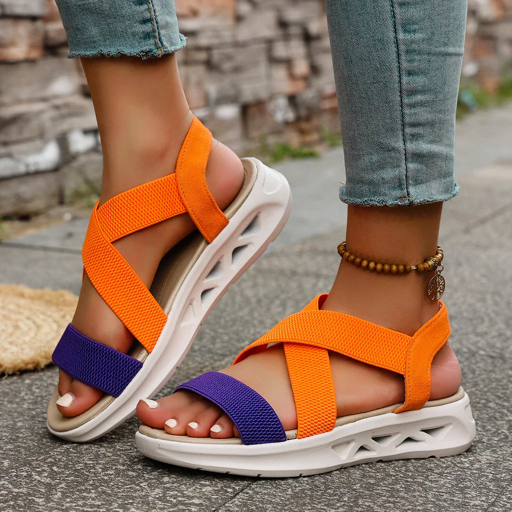 Summer New 2025 Wedge Women's Sandals Platform Outdoor Beach Shoes for Women Elastic Band Design Women Sandals Size 36-43