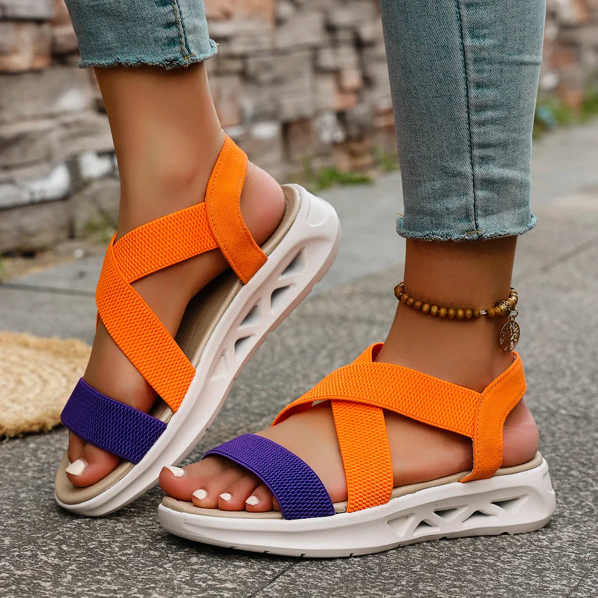 Summer New 2025 Wedge Women's Sandals Platform Outdoor Beach Shoes for Women Elastic Band Design Women Sandals Size 36-43
