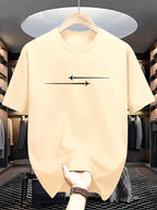 Summer Men's 100% Cotton Casual Loose Large Creative Airplane Pattern Printed Comfortable Sports Round Neck Short Sleeve T-shirt