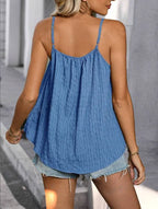 European and American sexy casual ladies top pure color loose pleated sleeveless camisole