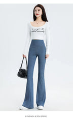 Denim Barbie Pants Women Clothing Wear Slightly High Waist Slim Hip Lift 2024 Spring and Autumn New Solid Sports Women Pants