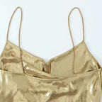 TRAF Slip Dress Backless Short Dresses for Women 2023 Sexy Gold Silver Dress Party Mini Prom Gala Dresses Woman