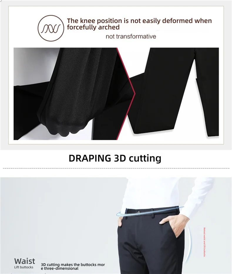 Top Grade Flat Waist Milk Shreds Business New Brand Casual Office Fashion Long Straight Pants Men Trousers Mens Clothes 2025