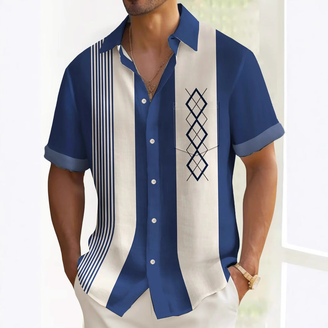 Multicolor Printed Personal Leisure Loose Men's Shirt