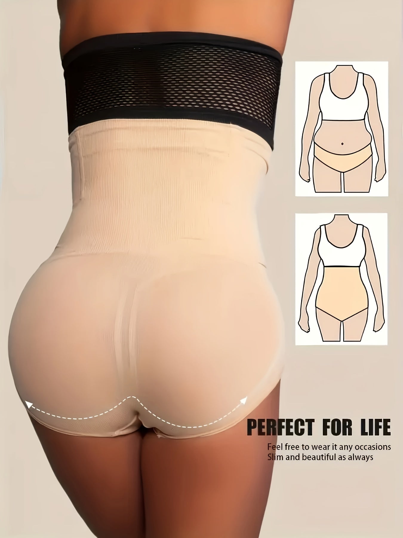 High-Waisted Tummy Control Shapewear Panties For Women - Butt Lifter & Body Shaper Underwear, 80% Nylon/20% Spandex, Soft & Breathable, Hand Wash Only, Seamless Waist Trainer For Posture Support & Weight Loss, Tummy Control U